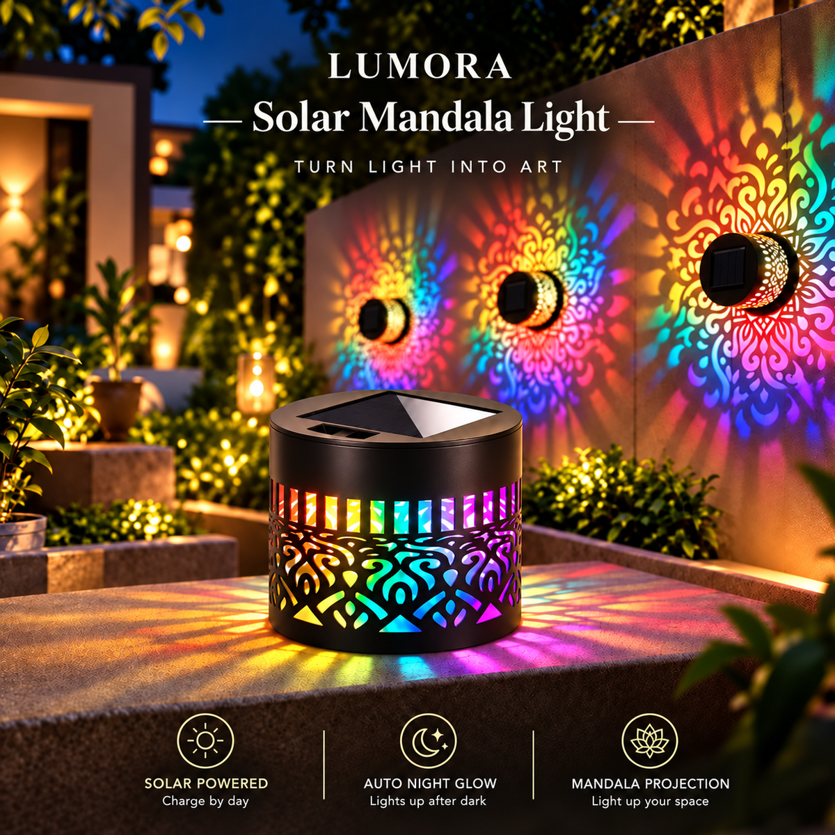 Lumora Solar Mandala Fence Light