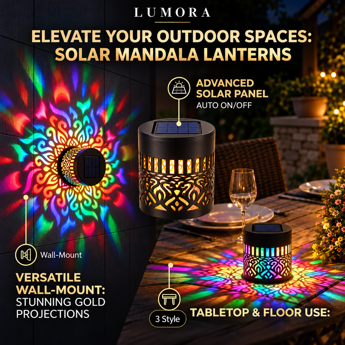 Lumora Solar Mandala Fence Light