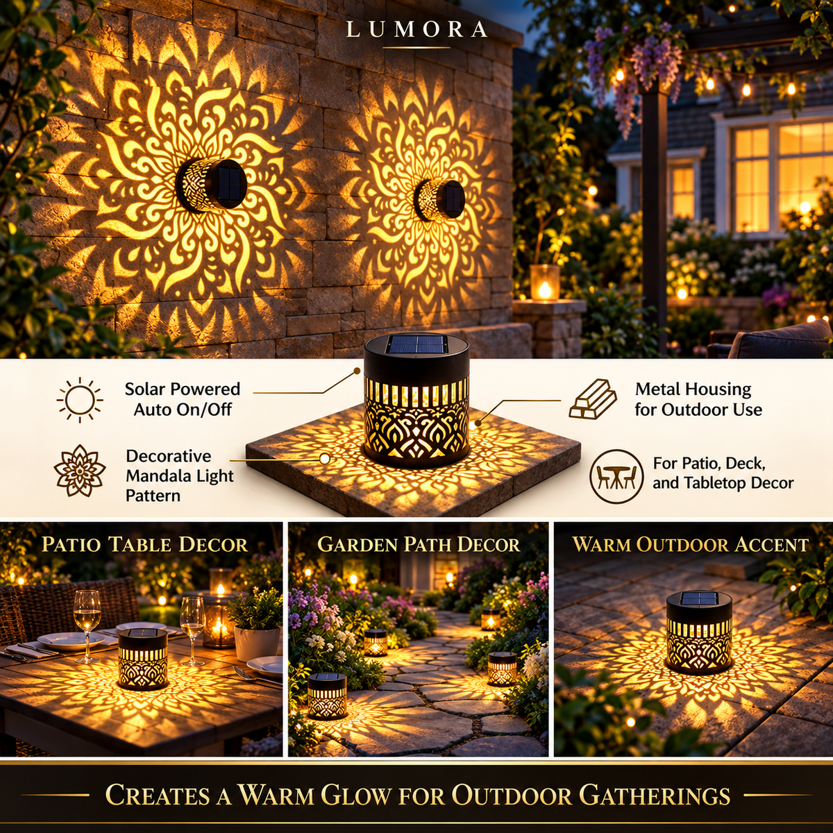 Lumora Solar Mandala Fence Light